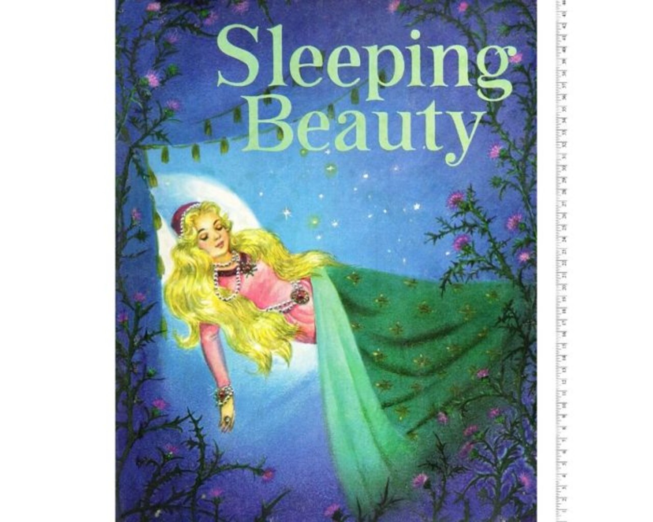 Sleeping Beauty Vintage Digital Cotton Print Fabric Panel | 100% Cotton | Sold By the Panel